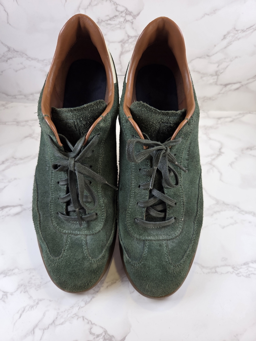 Men's Green Suede Lace-Up Sneakers